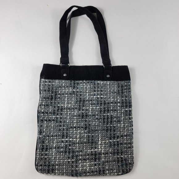 Disneyland Embroidered Mickey Mouse Black Tweed Tote Bag Book Bag - Picture 2 of 11